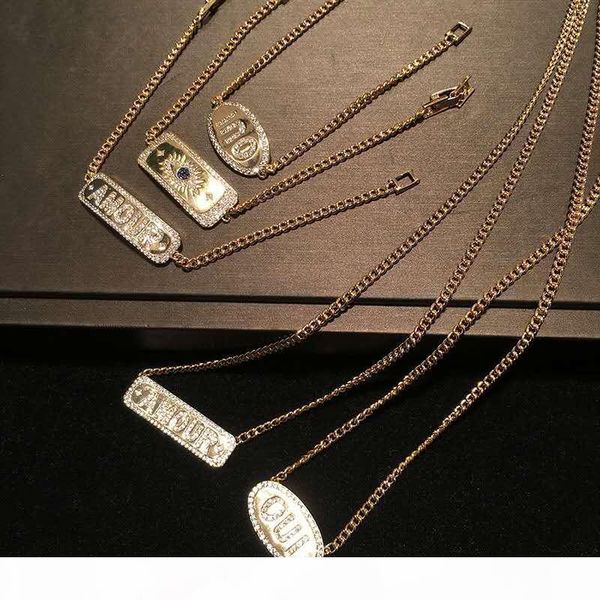 k new summer fashion women bracelet yellow gold plated cz letters bracelets necklace for gilrs women for party wedding gift for fri, Golden;silver